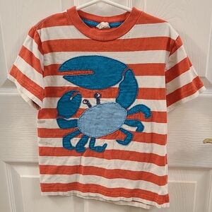 Mini Boden Red and White Short Sleeve Tee with Playful Design